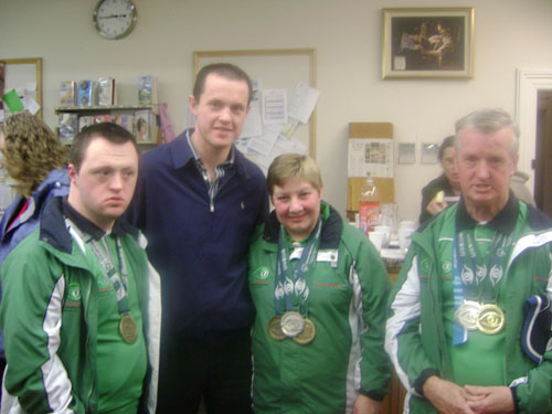 Kilkenny Hurler Michael Kavanagh and local medalists Fergal Bolger, Jane Saunders and Joe Walsh